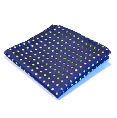 Navy & Green Dot Pocket Square