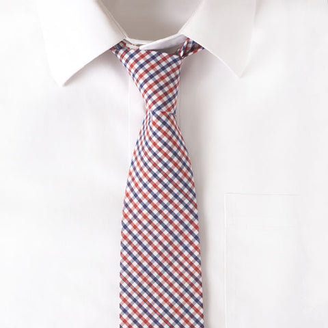 Cotton Red & Blue Crosshatch Tie