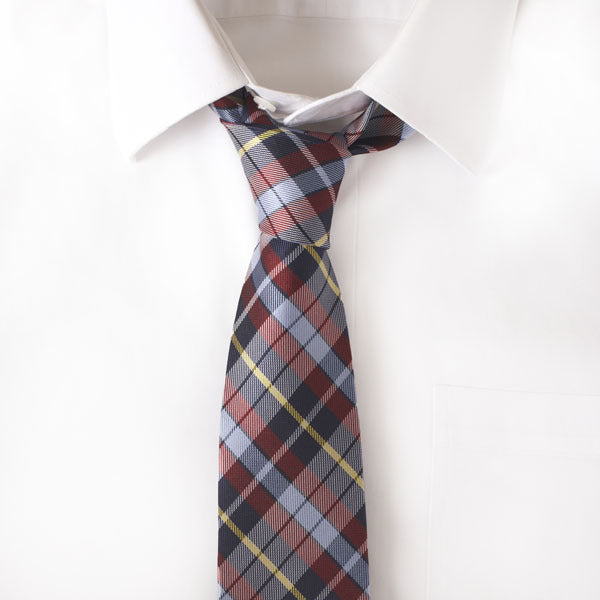 Cotton Red & Navy Plaid Tie