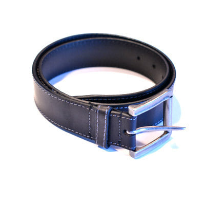 Black Leather High Stitch Belt