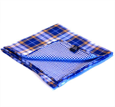 Blue & Orange Plaid Reversible Pocket Square