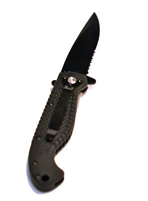 Black Tactical Serrated Pocket Knife